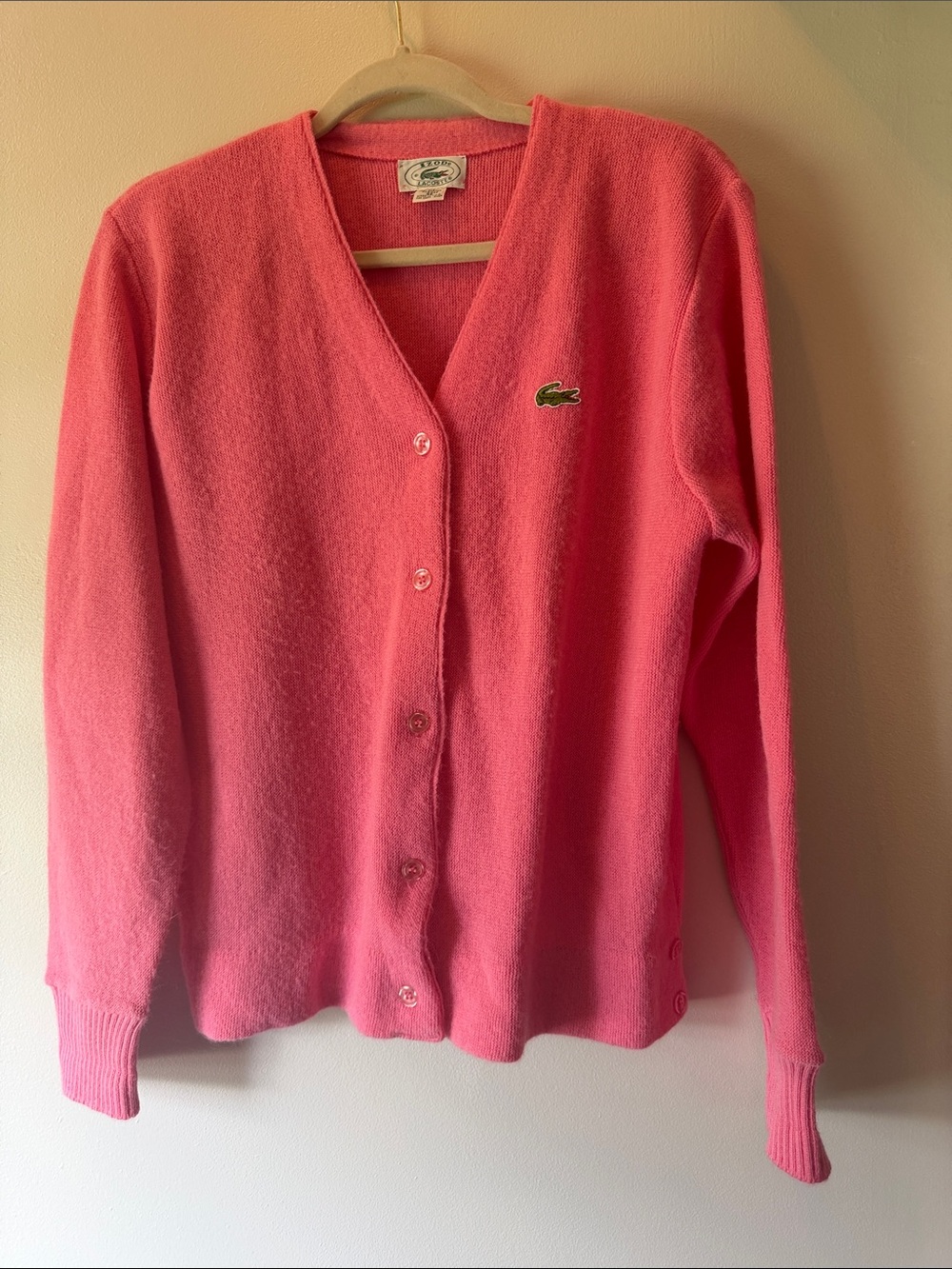 Lacoste Women's Pink V-Neck Button Cardigan